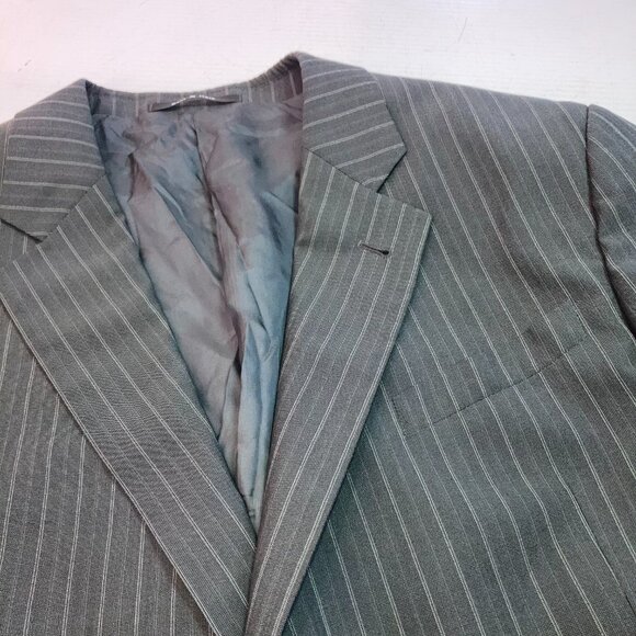 Armani Collezioni Gray Striped Wool Blend Suit Jacket Sz 46L - Picture 2 of 7
